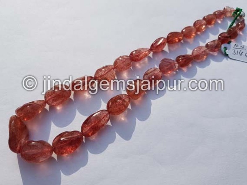 Strawberry Quartz Smooth Irregular Nugget Beads